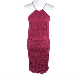 Tobi Lace Backless Dress, Burgundy, Large